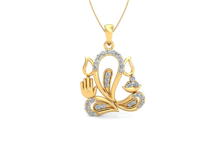 Ganesh Diamond Pendant in 14k gold